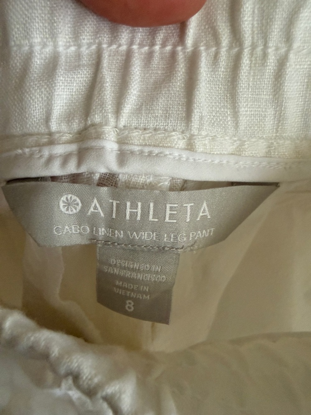 Women’s White Linen-Blend Drawstring Pants - Picture 2 of 6